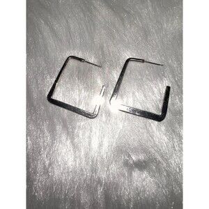 Silver Square Hoop Earrings Minimalist Chic Modern Jewelry